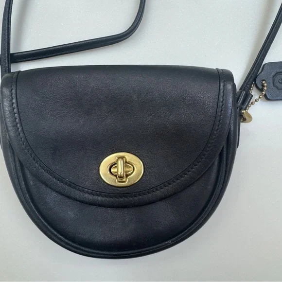 Coach Vintage Mini Watson Crossbody Black Leather Brass Turnlock